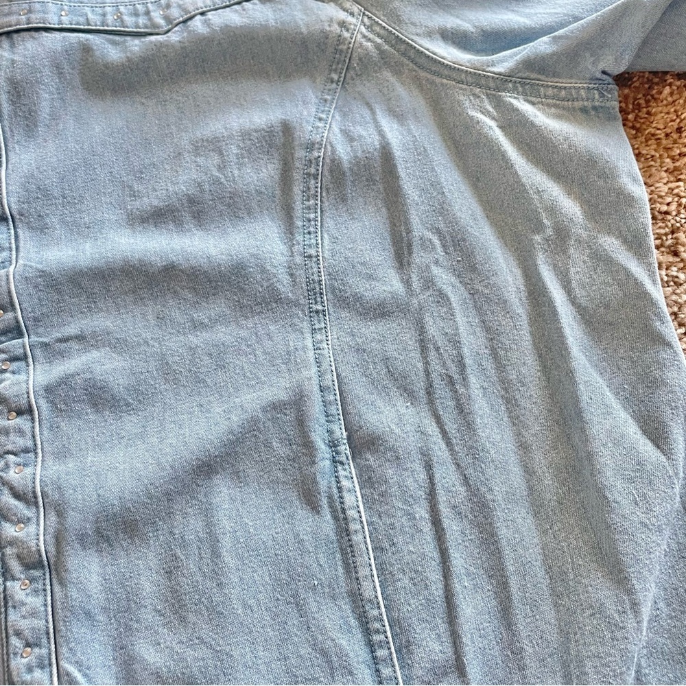 C.D. Daniels Denim Shirt Women’s 1X Blue Zip Up Rhinestone Pockets VTG Cottage - Picture 10 of 16
